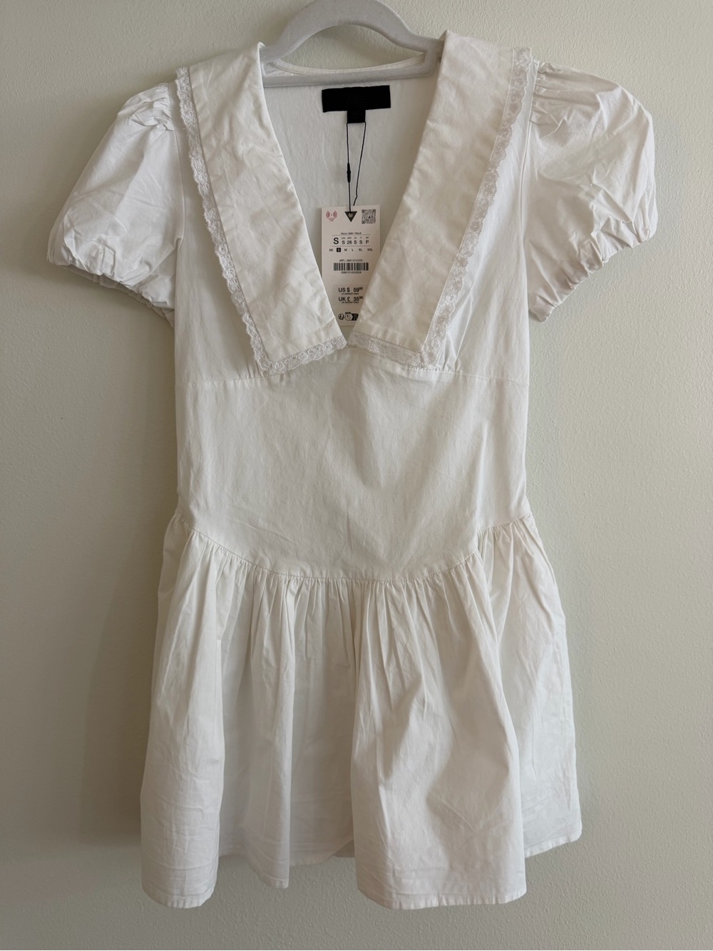 Zara White Peter Pan Collar Mini Dress